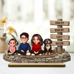 Personalisierter Holzaufsteller mit Familie, Hund und Katze