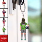 Fußballkind-Personalisierter Schlüsselanhänger für Sohn und Tochter
