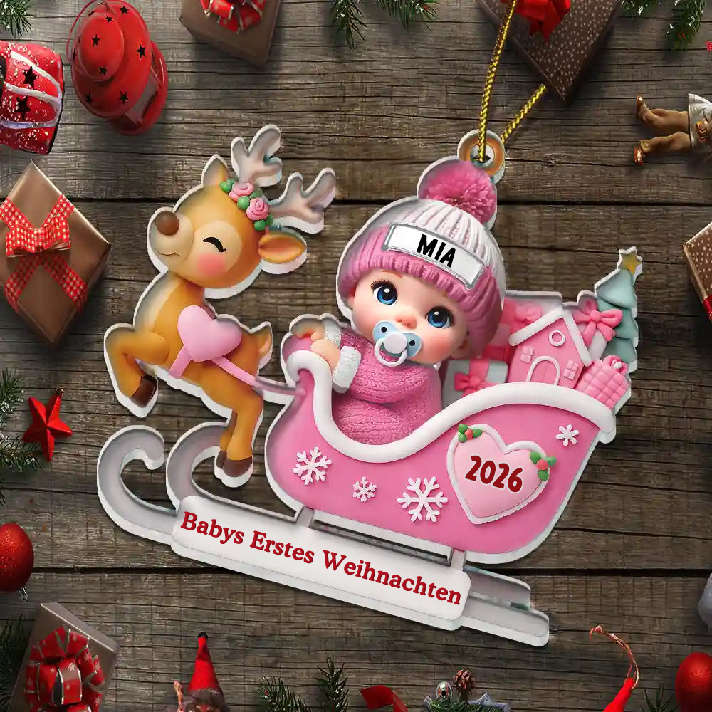 Babys Erstes Weihnachten - Personalisierter Christbaumschmuck mit Name und Jahr