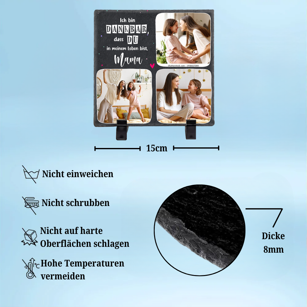 Dankeschön-Geschenke Personalisierte Schieferplatte mit Spruch und Fotos