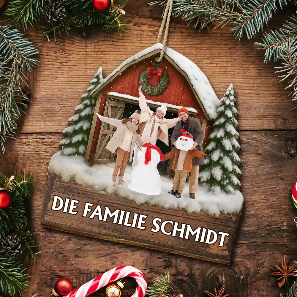 Personalisierter Holz-Weihnachtsanhänger mit Foto und Text