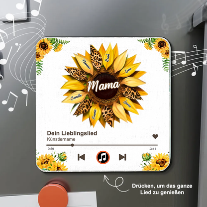 Sonnenblumen- Acryl-Kühlschrankmagnet mit Musik