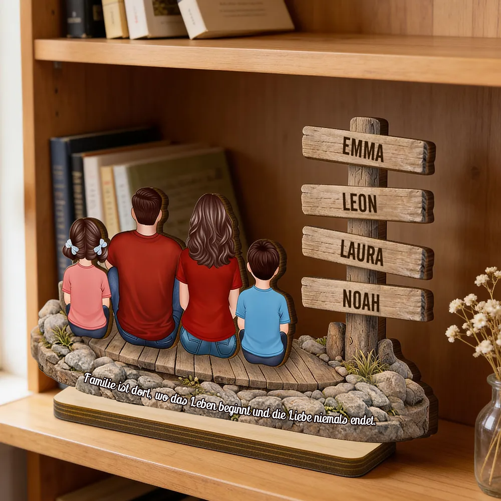 Personalisierter Holzaufsteller mit Familie und Text