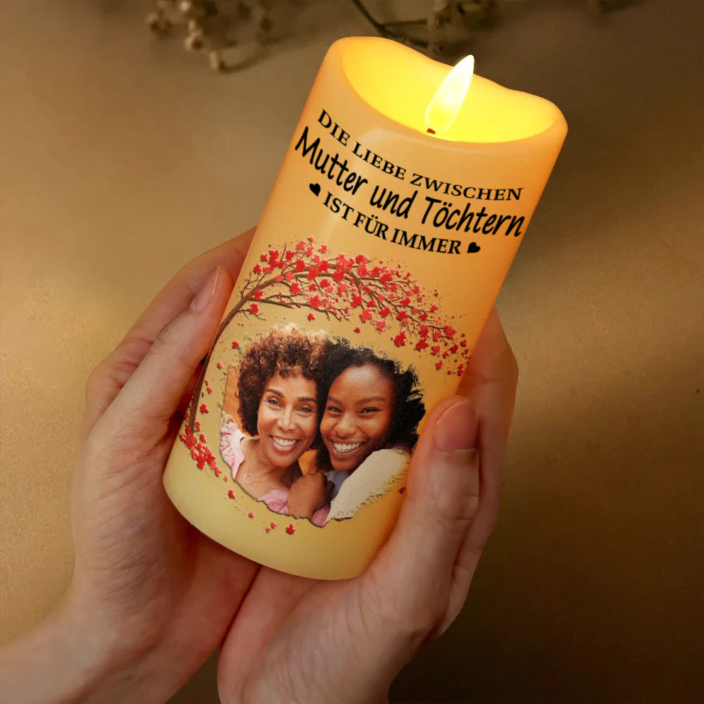 Die Liebe zwischen...ist für immer-Personalisierte LED-Kerze mit Foto