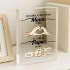 Acrylplakette mit Händen und Fauststoß für Papa Geschenk für Mann zum Vatertag