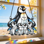 Pinguinmama/-oma mit Kindern-Sonnenfänger Ornament mit Namen