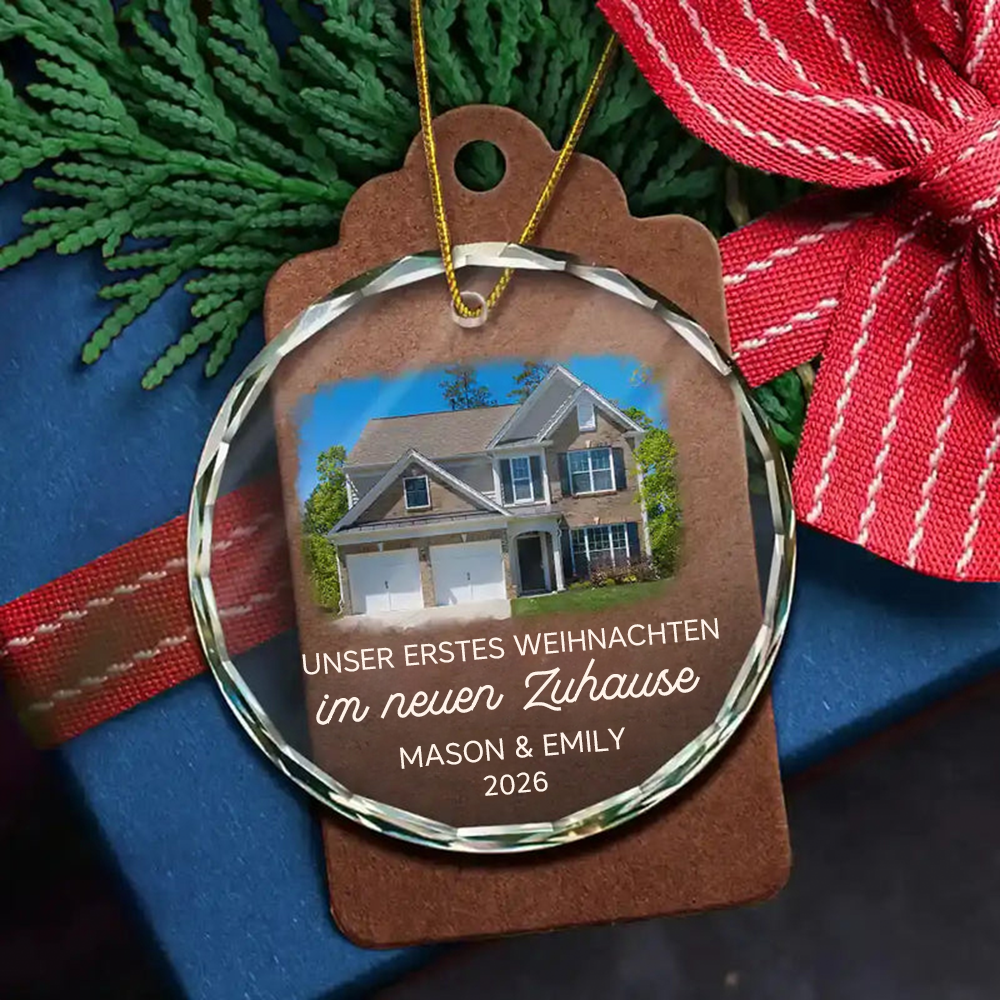 Personalisierter Weihnachtsanhänger – Unser neues Zuhause
