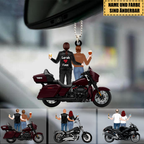 Motorradpaar mit Namen Personalisierter Autoanhänger aus Acryl