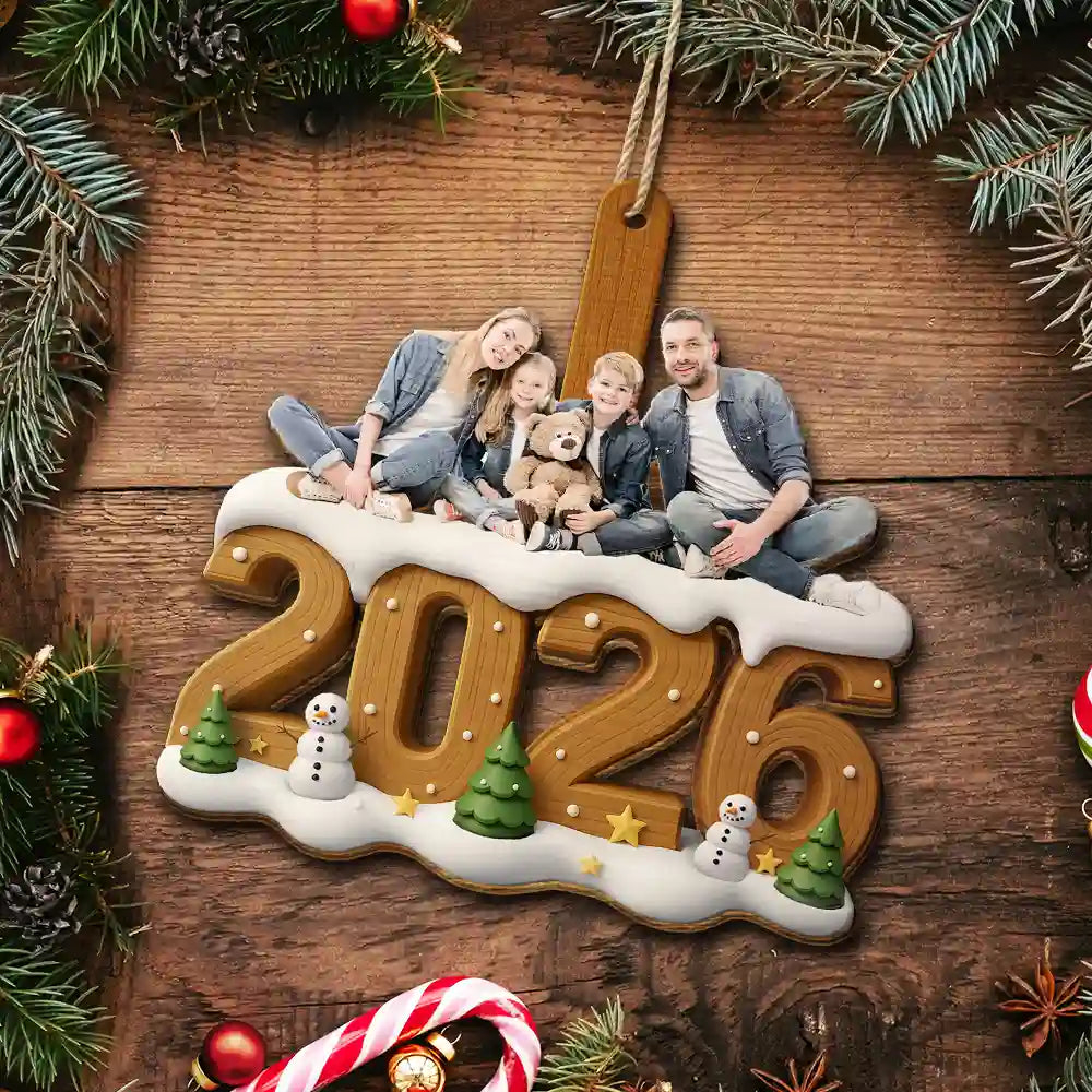 Personalisierter Holz-Weihnachtsanhänger mit Foto & Jahr