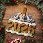Personalisierter Holz-Weihnachtsanhänger mit Foto & Jahr