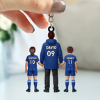 Papas Fußballteam- Personalisierter Acrylschlüsselanhänger mit Mann und Kinder