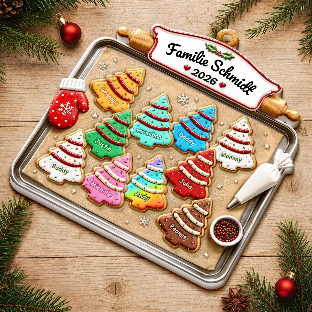 Personalisierter Acryl-Weihnachtsanhänger mit Namen & Text – Lebkuchen-Motiv
