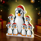 Personalisierte LED-Lichtbox für Oma & Opa – Pinguin-Motiv mit Namen