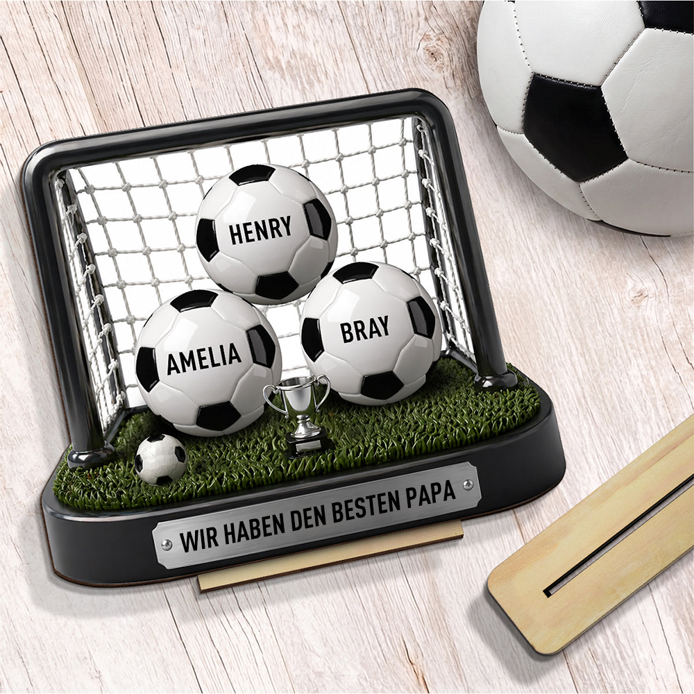 Fußballtor-Personalisierter Holzaufsteller mit Namen Geschenk für Vater