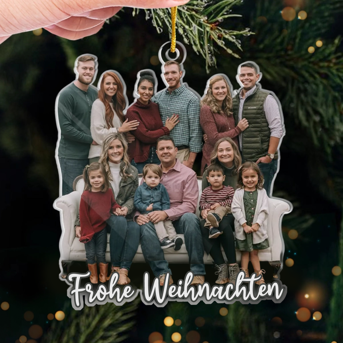 Personalisierter Acrylanhänger mit Foto und Text Christbaumschmuck für Familie