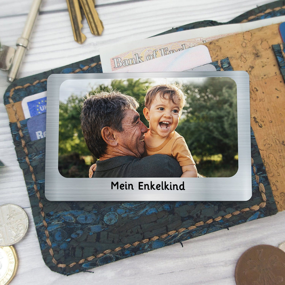 Personalisierte Aluminium-Brieftasche-Karte mit Foto und Text Geschenk für Papa und Mann