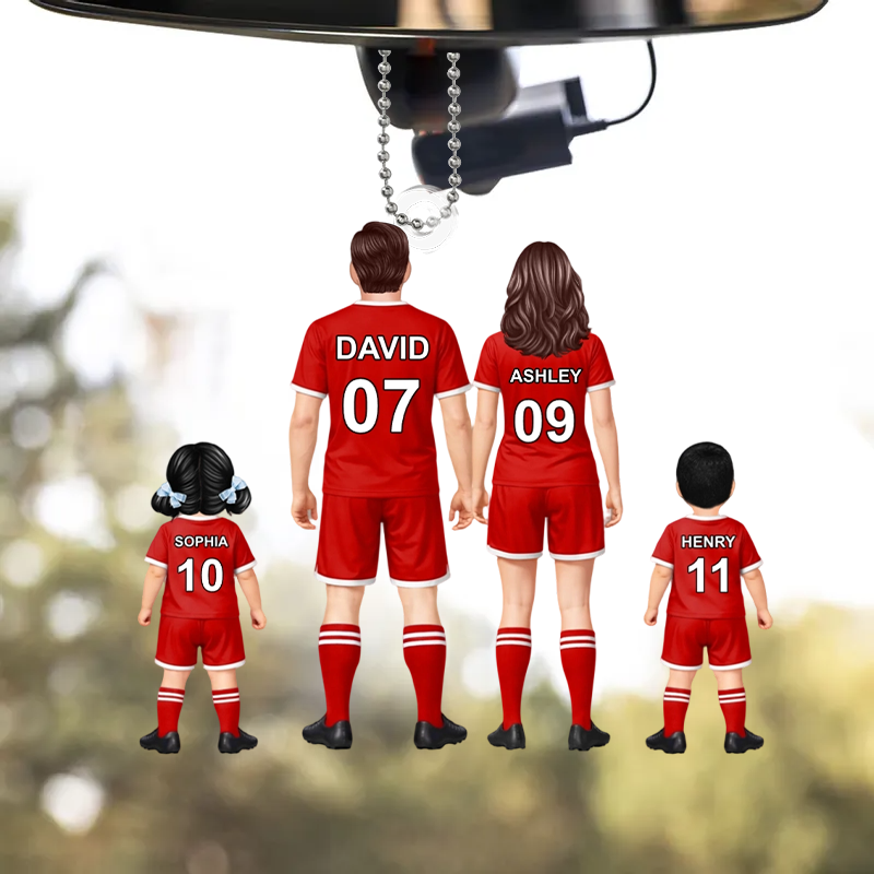 Personalisierter Acrylanhänger mit Fußballfamilie
