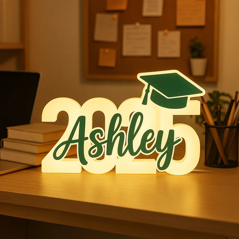 2025, 2026, 2027 Abschluss-Leuchtbox LED-Nachtlicht mit Name
