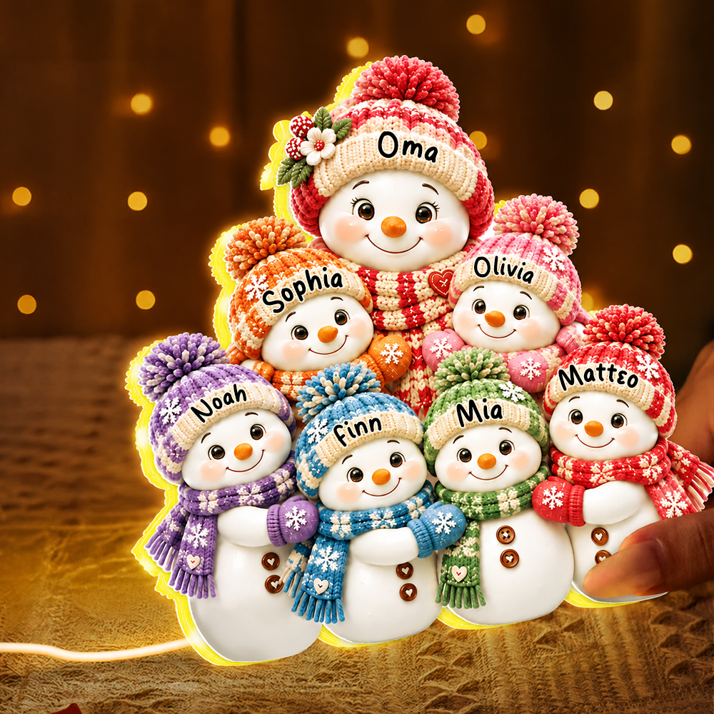 Personalisiertes LED-Nachtlicht für Oma – Schneemann-Motiv mit Namen