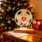 Fußballkind -  Personalisiertes LED-Nachtlicht mit Figur und Name Geschenk für Tochter und Sohn
