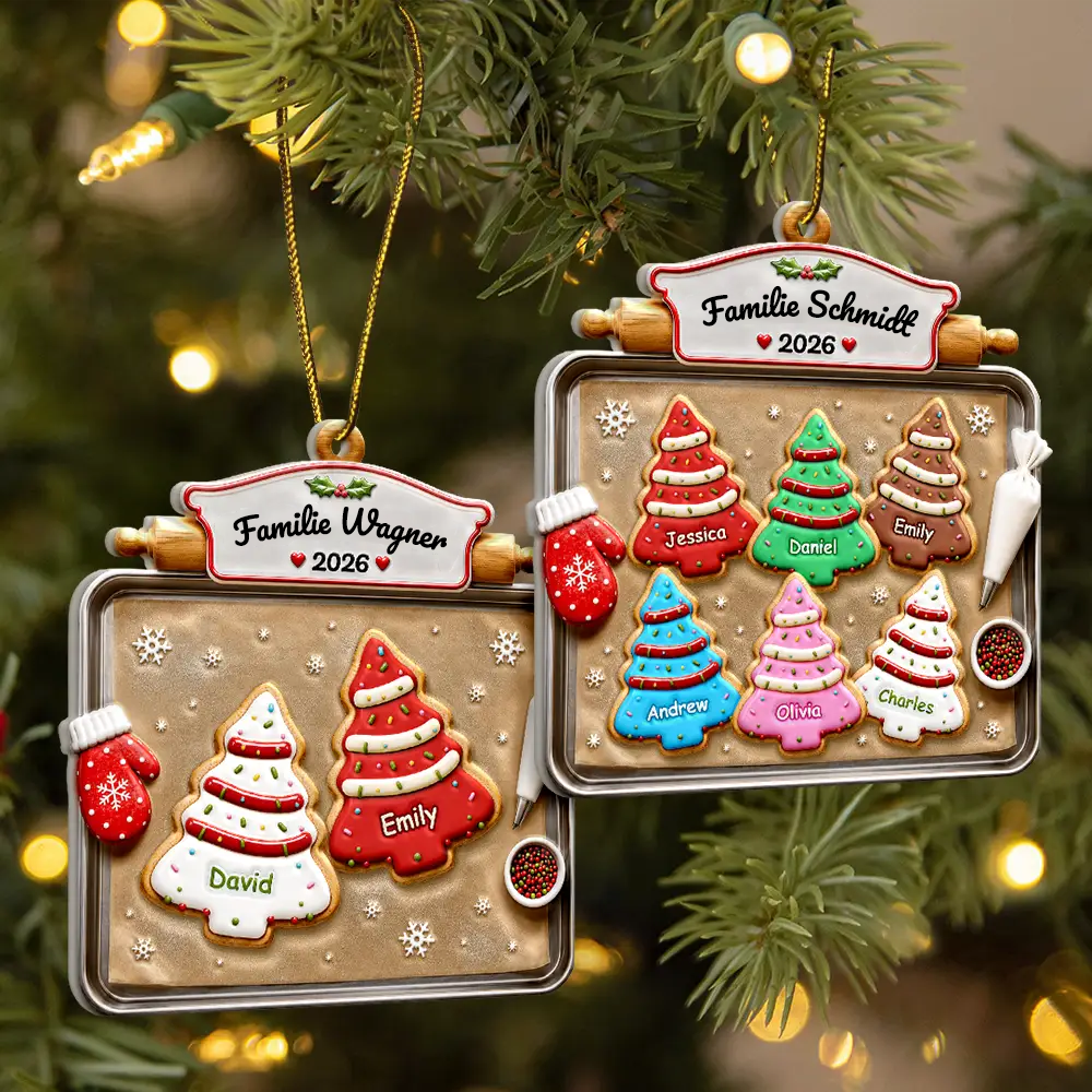 Personalisierter Acryl-Weihnachtsanhänger mit Namen & Text – Lebkuchen-Motiv