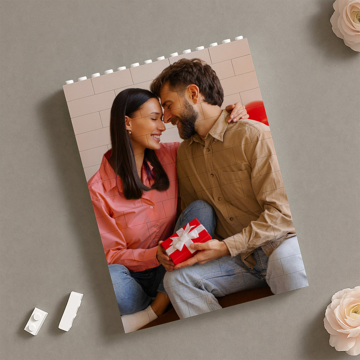 Fotopuzzle aus Klemmbausteinen mit Ihrem Wunschbild und Wunschtext Geschenk für Paar