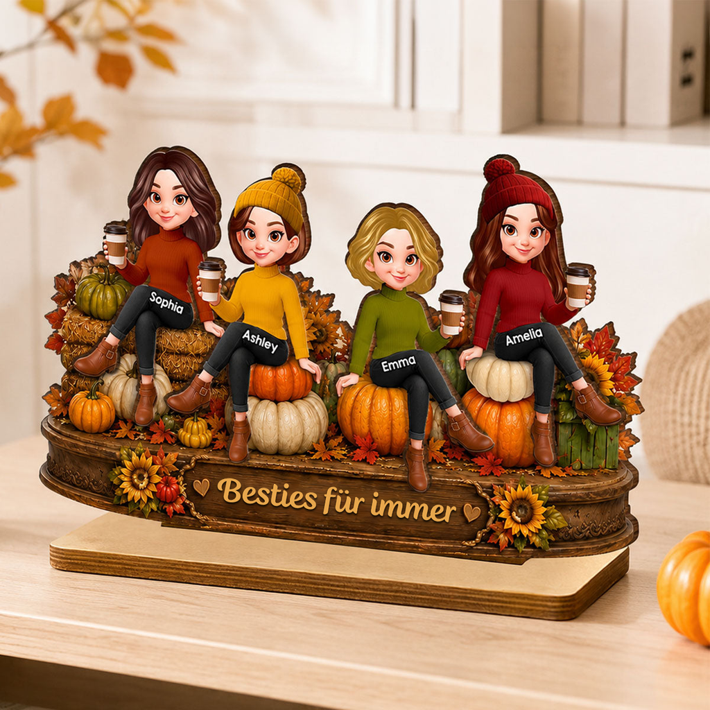 Personalisierter Holzaufsteller für die beste Freundin – Herbstmotiv