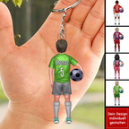 Fußballkind-Personalisierter Schlüsselanhänger für Sohn und Tochter
