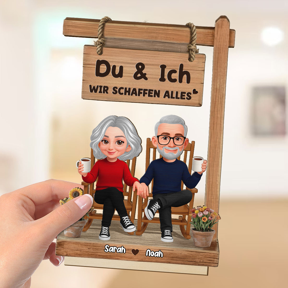 Personalisierter Holzaufsteller mit Paar Geschenk zum Jahrestag