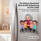 "Oma und Enkelkinder" Acryl-Kühlschrankmagnet mit Figuren und Namen
