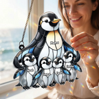 Pinguinmama/-oma mit Kindern-Sonnenfänger Ornament mit Namen