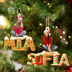 Personalisierter Holz-Weihnachtsanhänger mit Foto und Name