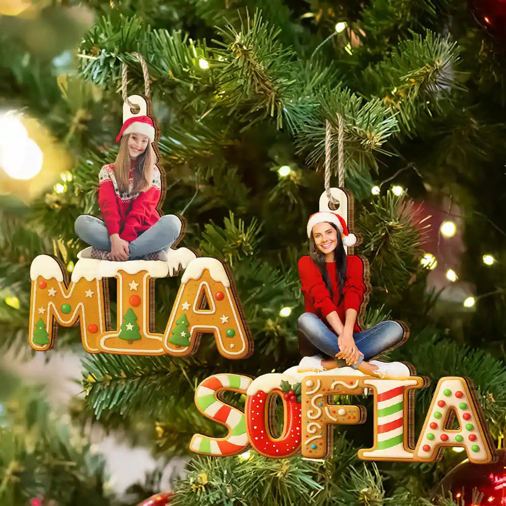 Personalisierter Holz-Weihnachtsanhänger mit Foto und Name