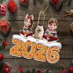 Personalisierter Acryl-Weihnachtsanhänger 2026 – Familie & Haustiere