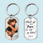 Glück ist... Foto-Edelstahl-Schlüsselanhänger mit Expoxidharz Geschenk für Mama, Papa, Oma und Opa