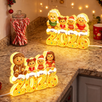 Personalisierte LED-Lichtbox 2026 – Lebkuchenmann-Familie mit Namen