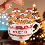 Personalisierter Acryl-Weihnachtsanhänger – Lebkuchenfamilie mit Namen