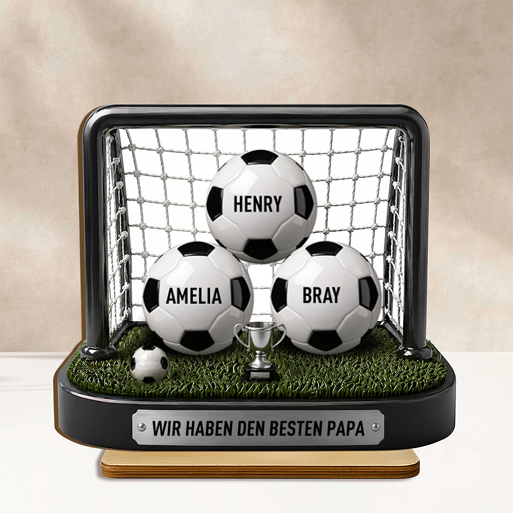 Fußballtor-Personalisierter Holzaufsteller mit Namen Geschenk für Vater