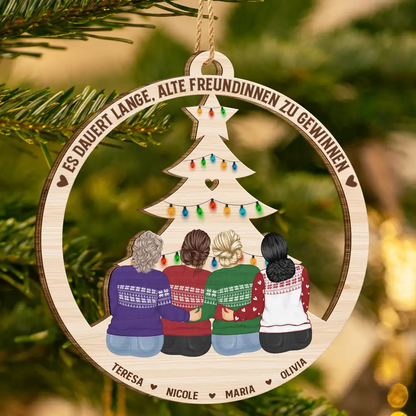 Holzanhänger mit 2-6 Frauen Christbaumschuck  für beste Freundinnen