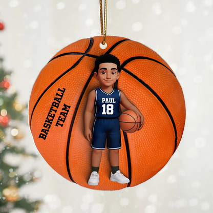 Personalisierter Acrylanhänger mit Basketballkind Geschenk für Junge und Mädchen