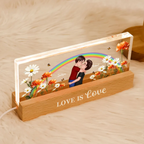 Regenbogen und Geburtsblumen-Personalisiertes LED Nachtlicht Geschenk für Paar LGBT