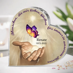 Schmetterlingmotiv Acrylplakette mit 1-2 Namen Trauergeschenk