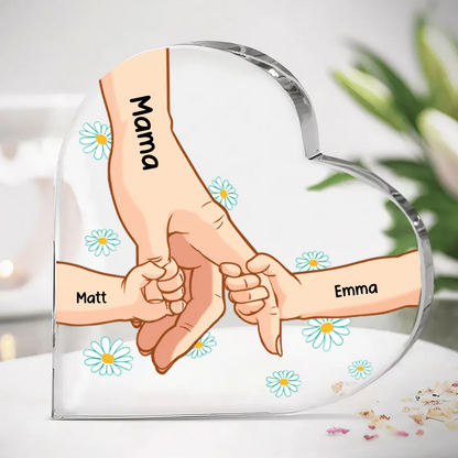 Hand in Hand Acrylplakette mit 1- 5 Namen für Mama und Oma