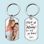 Glück ist... Foto-Edelstahl-Schlüsselanhänger mit Expoxidharz Geschenk für Mama, Papa, Oma und Opa