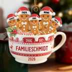 Personalisierter Acryl-Weihnachtsanhänger – Lebkuchenfamilie mit Namen