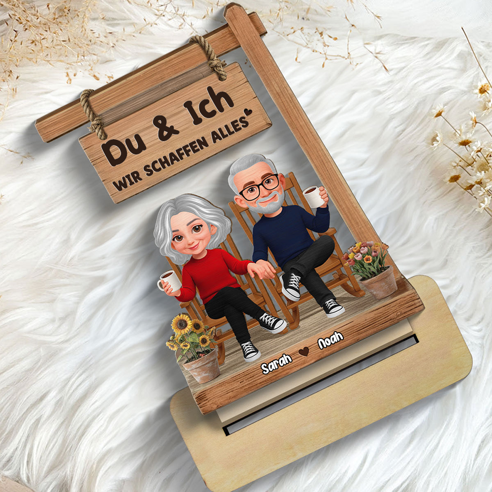 Personalisierter Holzaufsteller mit Paar Geschenk zum Jahrestag