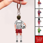Fußballkind-Personalisierter Schlüsselanhänger für Sohn und Tochter