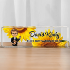 Personalisiertes Acryl-Namensschild mit Blumenmotiv Geschenk für Kollegin