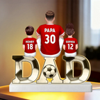 Papa's Dream Team – Personalisierte DAD-LED-Lichtbox mit Fußballfamilie und Namen