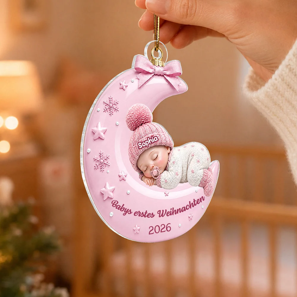 Personalisierter Acryl-Weihnachtsanhänger – Babys erstes Weihnachten mit Namen